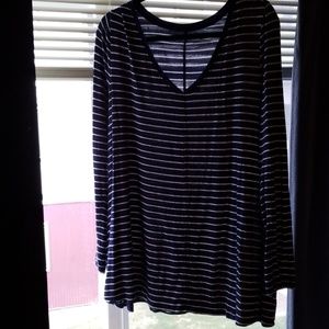 A-line Navy/White Stripped Shirt